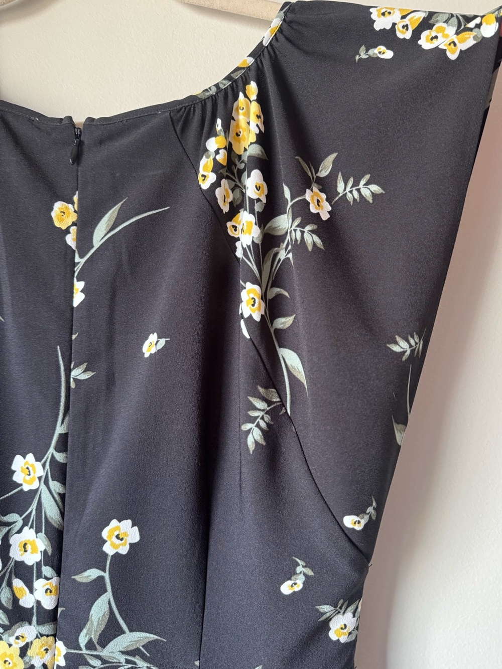LOFT outlet Black Tea Length Dress with Yellow Floral Print - Picture 4 of 10